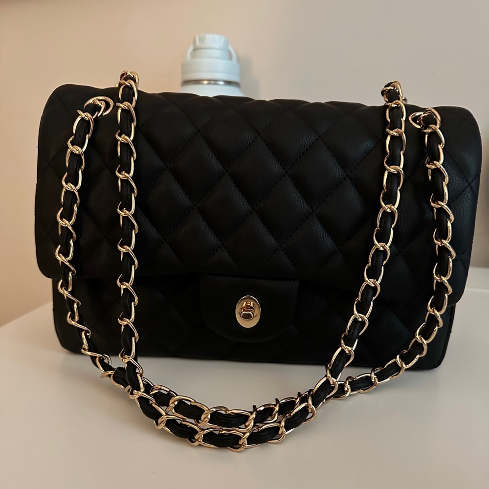 Black quilted bag